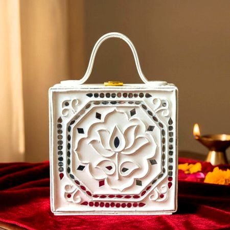 Mini Lotus Lippan Art Handcrafted Square Sling Bag